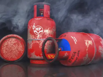 HP GAS CYLINDER RUSTY 3d model Low-poly 3D model