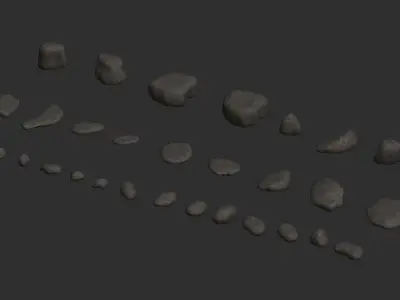 Assorted Rocks - Rough Grey Low-poly 3D model