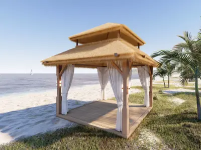 Bali beach bungalow 3D model