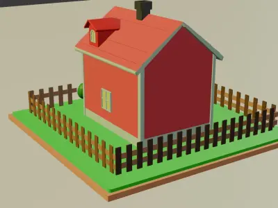 Low Poly Cartoon House Low-poly 3D model purchase