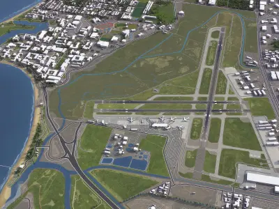 Santa Barbara Airport Low-poly 3D model
