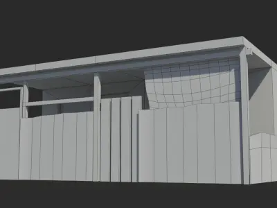 Slum p old building with corrugated metal roof Low-poly 3D model