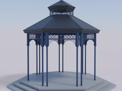 Metal garden gazebo pavilion or kiosk PBR 3D model