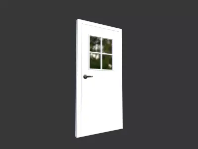 White Door with Four Panel Window 3D model