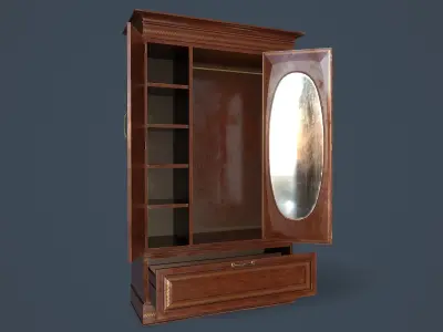 Rigged Wardrobe Low-poly 3D model