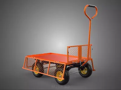 FOLDABLE METAL GRID SIDE PANEL TROLLEY CART WAGON DOLLY UTILITY 3D model