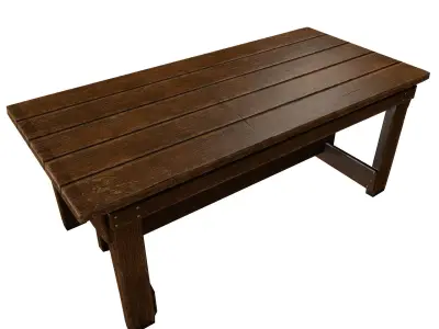 Old Vintage Wooden Table Game Ready Low Poly Low-poly 3D model