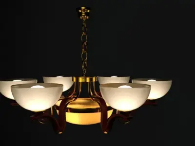 Chandelier with four glass cups Free 3D model