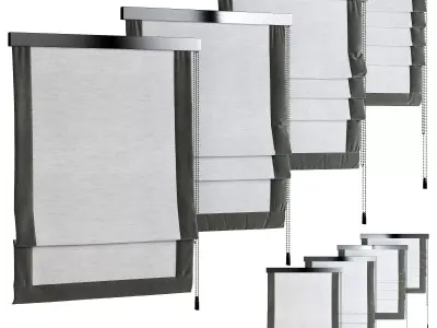 Roman Blinds Curtain Set Low-poly 3D model buy