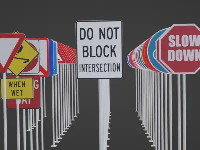 Road Sign 50 Pack Low-poly 3D model