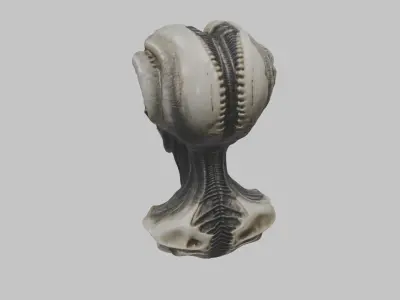 HR Giger Alien Human Head Bust Low-poly 3D model