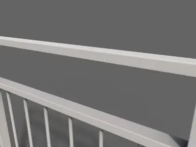 PBR Pedestrian Guard Rail White V4 Low-poly 3D model