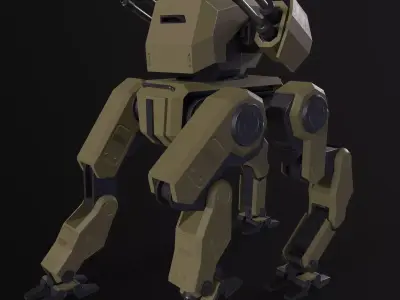 Military 4 leg Mech Low-poly 3D model