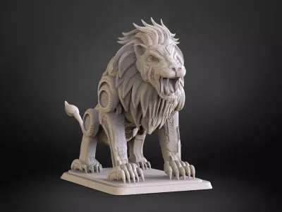 Sci fi Lion Statue 3D print model