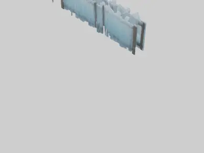 IceCovered Fence model Low-poly 3D model