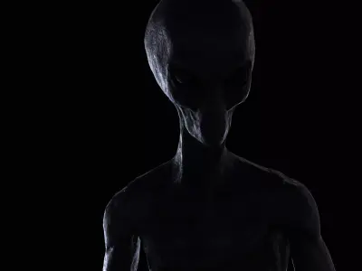 Grey Alien Low-poly 3D model