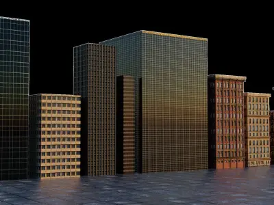10 High Rise Building Model Pack Low-poly 3D model