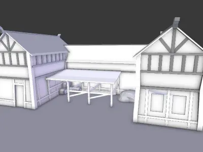 Medieval Village Stable Low-poly 3D model