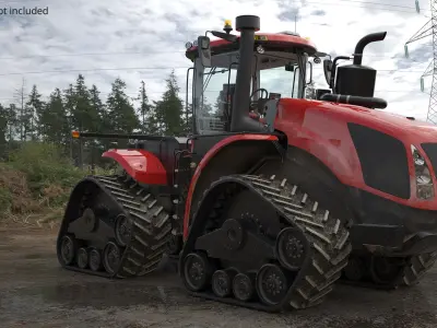  Tracked Agricultural Tractor Red Dirty 