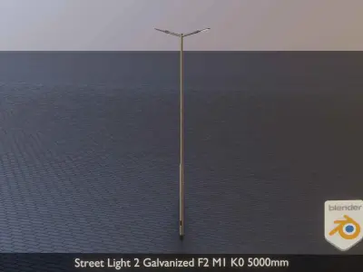 Street Light 2 Galvanized F2 M1 K0 5000mm Low-poly 3D model