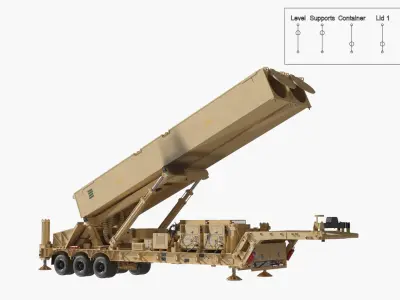  LRHW Launcher with Deployed Hypersonic Missiles Animated Rigged 