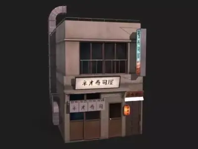Realistic sushi restaurant architecture house Low-poly 3D model