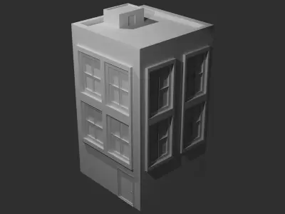 Two-story house Low-Poly Low-poly 3D model