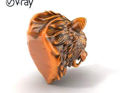 Bear Head Door Handle Bronze Sculpture model pack Low-poly 3D model