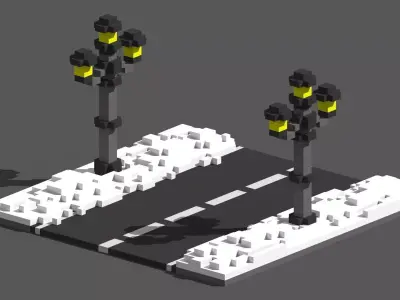 Xmas Road Voxel - 1 3D model