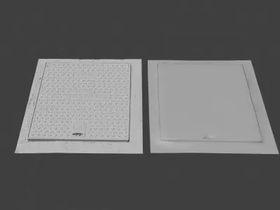 Squared manhole -01- High-poly and Low-poly 3D model