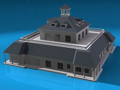 Clubhouse building with roof 3D model