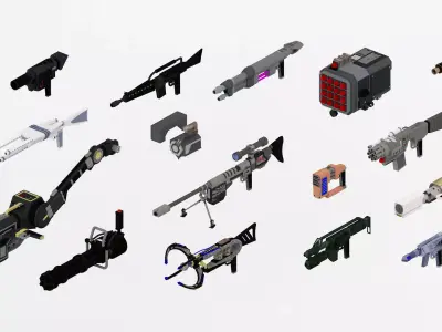 15 Futuristic Sci-Fi Guns Weapons Bundle 3D model