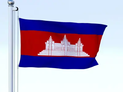 Animated Cambodia Flag Low-poly 3D model