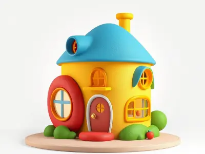Whimsical Cartoon House Model Pack Low-poly 3D model