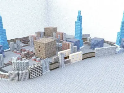 low poly city minecraft Low-poly 3D model