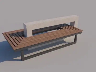  Urban Bench Concrete Wood exterior public space street 3D model