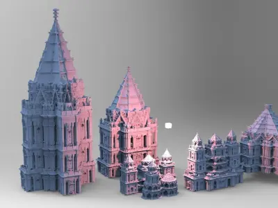 Dracula Castle Towers Kit bash  3D model