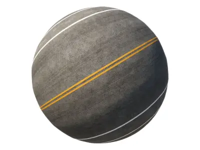 New Asphalt road with lines texture 3D model