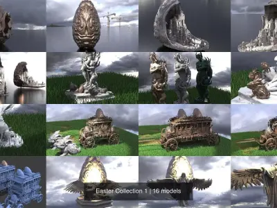 Easter Collection 1 statue of angel with wings 3D Model Pack