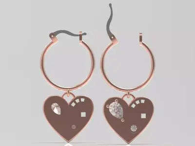 heart-shaped hoop stl 3dm earring model je0129 3D print model
