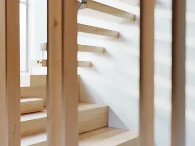 Stairs wooden staircase in house 3D model
