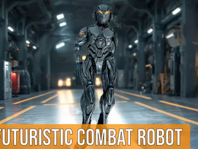 Futuristic Combat Robot model pack Low-poly 3D model