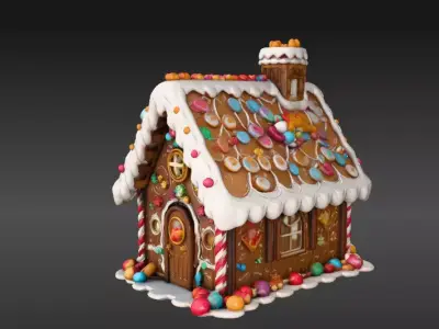 Winter House Christmas 3D Model Two Model Pack Back Ground Scene Low-poly 3D model