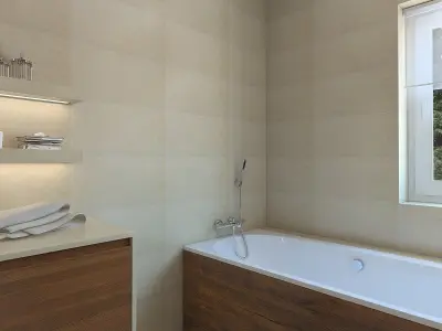 Bathroom with a beautiful mosaic wall 3D model