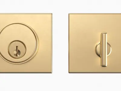 Tumalo Brass Single Square Deadbolt 3D model