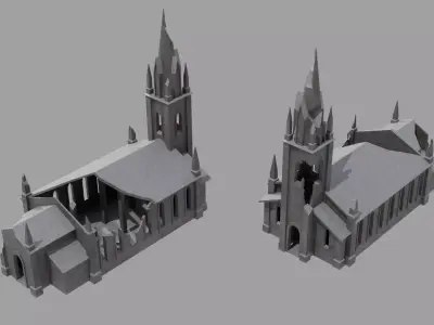 Destroyed City Winter Environment Pack Low-poly 3D model