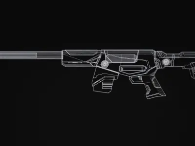 Mirazaer Rifle Scifi Game Ready Low-poly 3D model