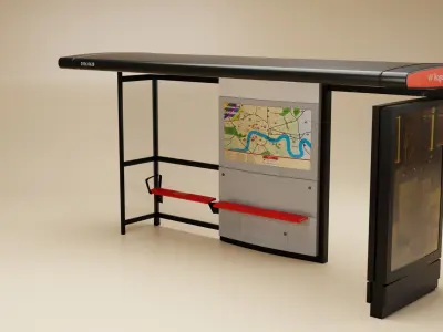 London City Bus Stop Shelter 3D model
