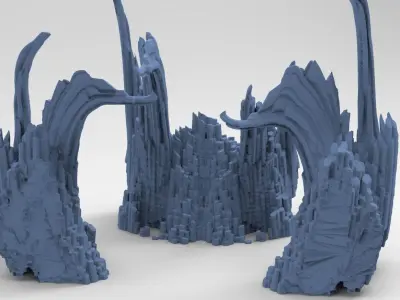 Druid staff Stones 4 versions  3D model