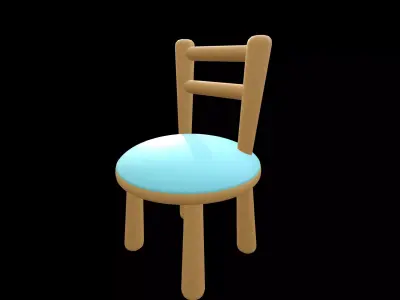 Cartoon Stylized Soft-Edge Chair Cute Minimalist 3D Model 3D model